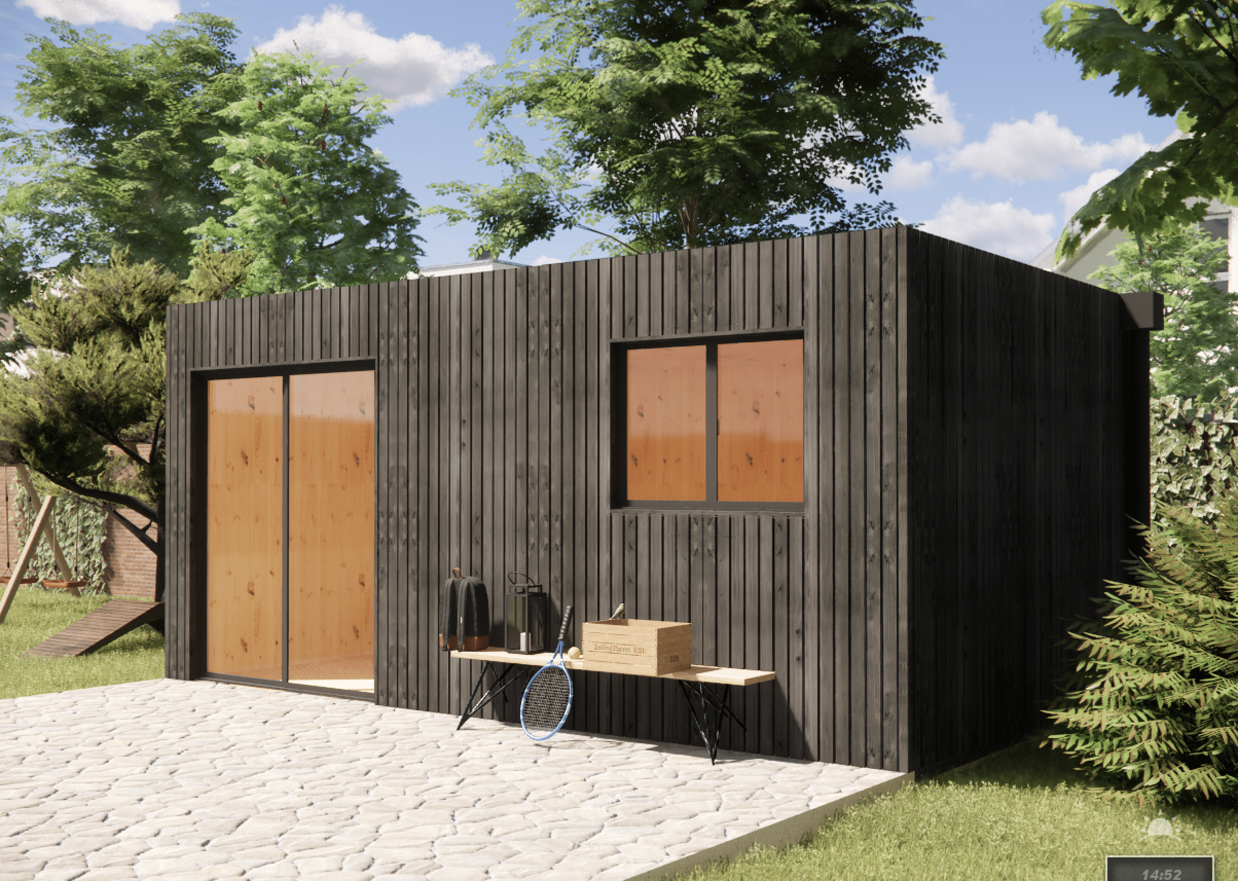 Bureau de jardin habitable en bois 5,5 x 3,5 x 2,7 m / menuiseries alu k-line - 6