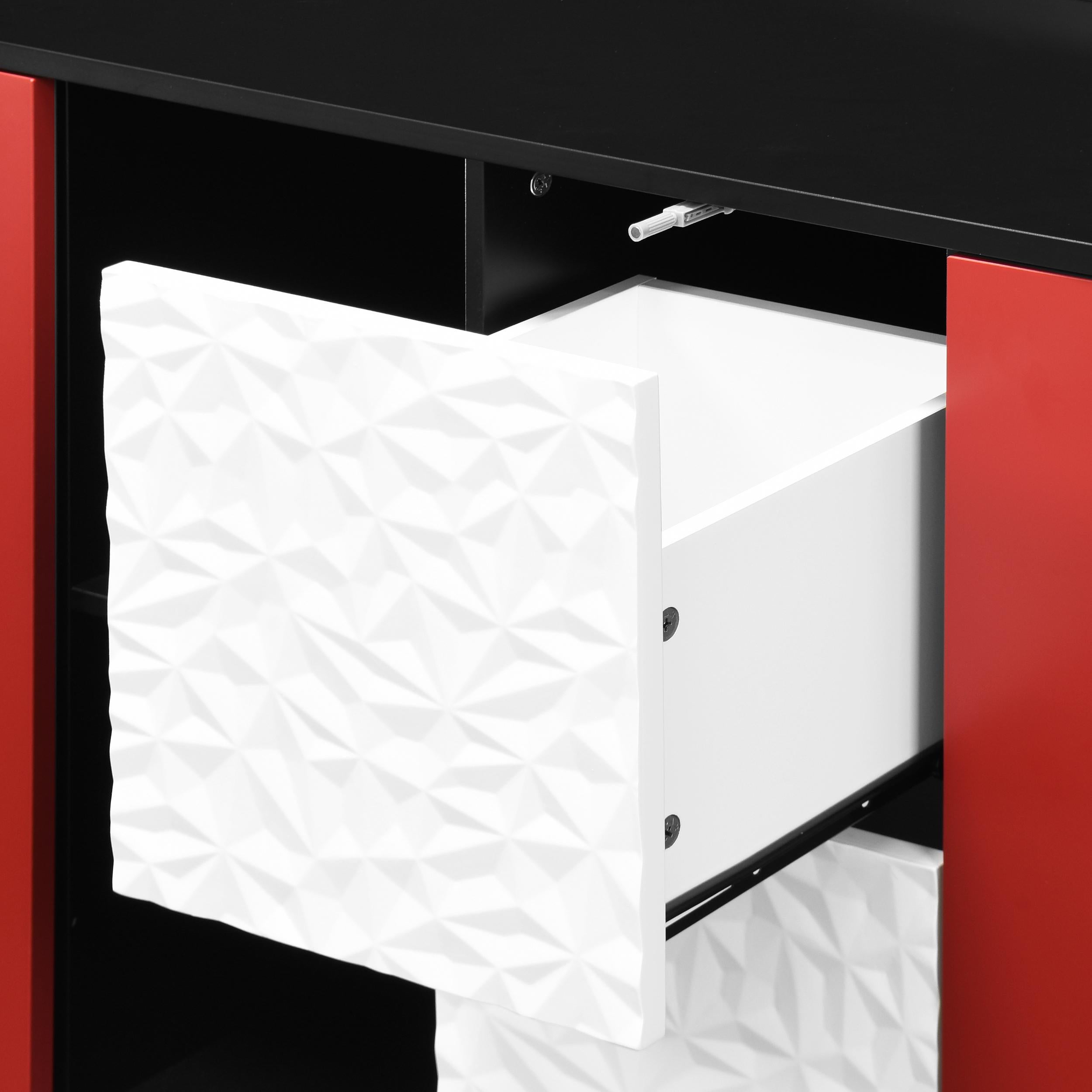Bufet Sideboard Moderne - 40x120x80 cm (T x B x H) z 2 szufladami i otwartym schowkiem, elegancki mebel do kuchni, jadalni i salonu - 6