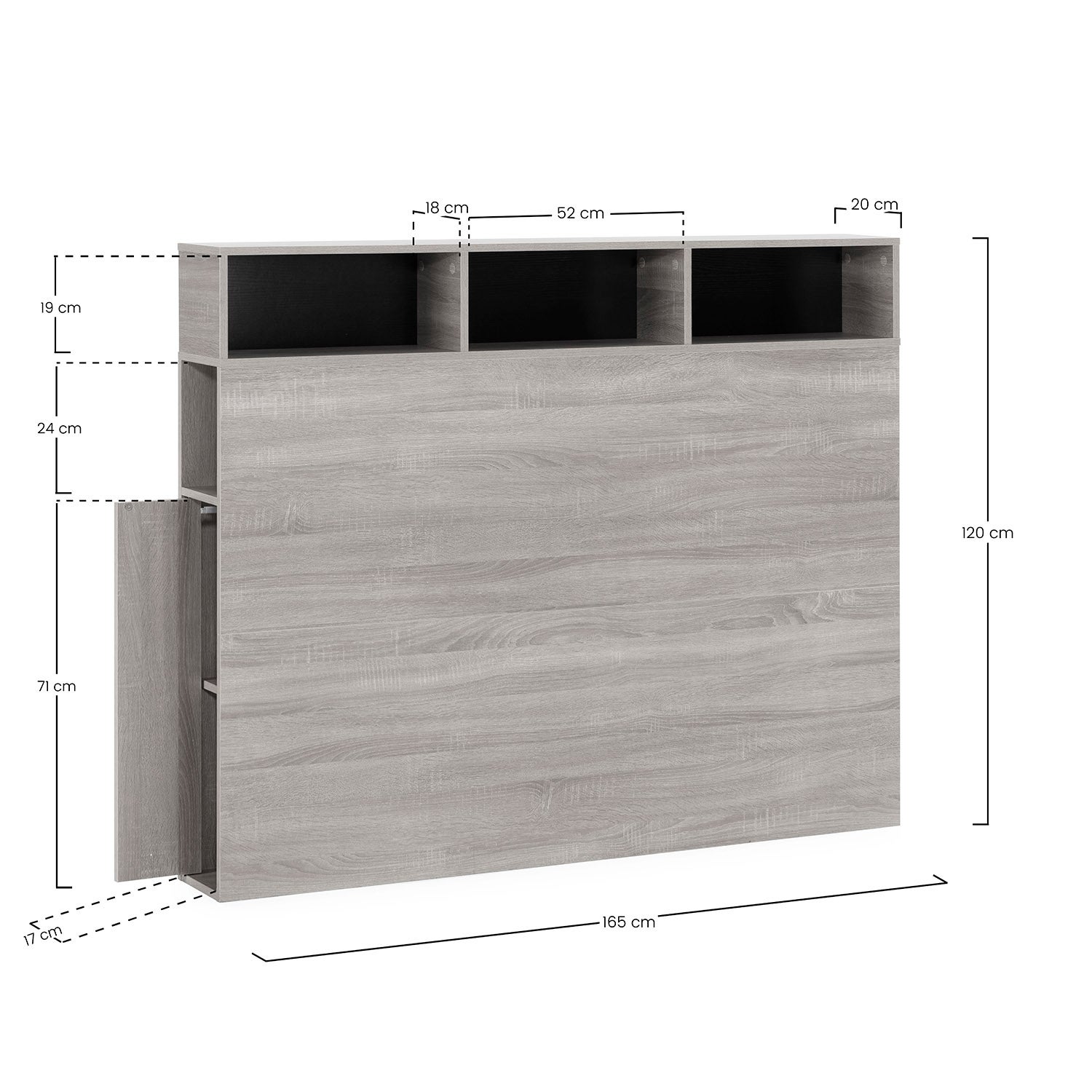 Tête de lit Zeus 165 cm blanc, 2 portes 9 trous - 5