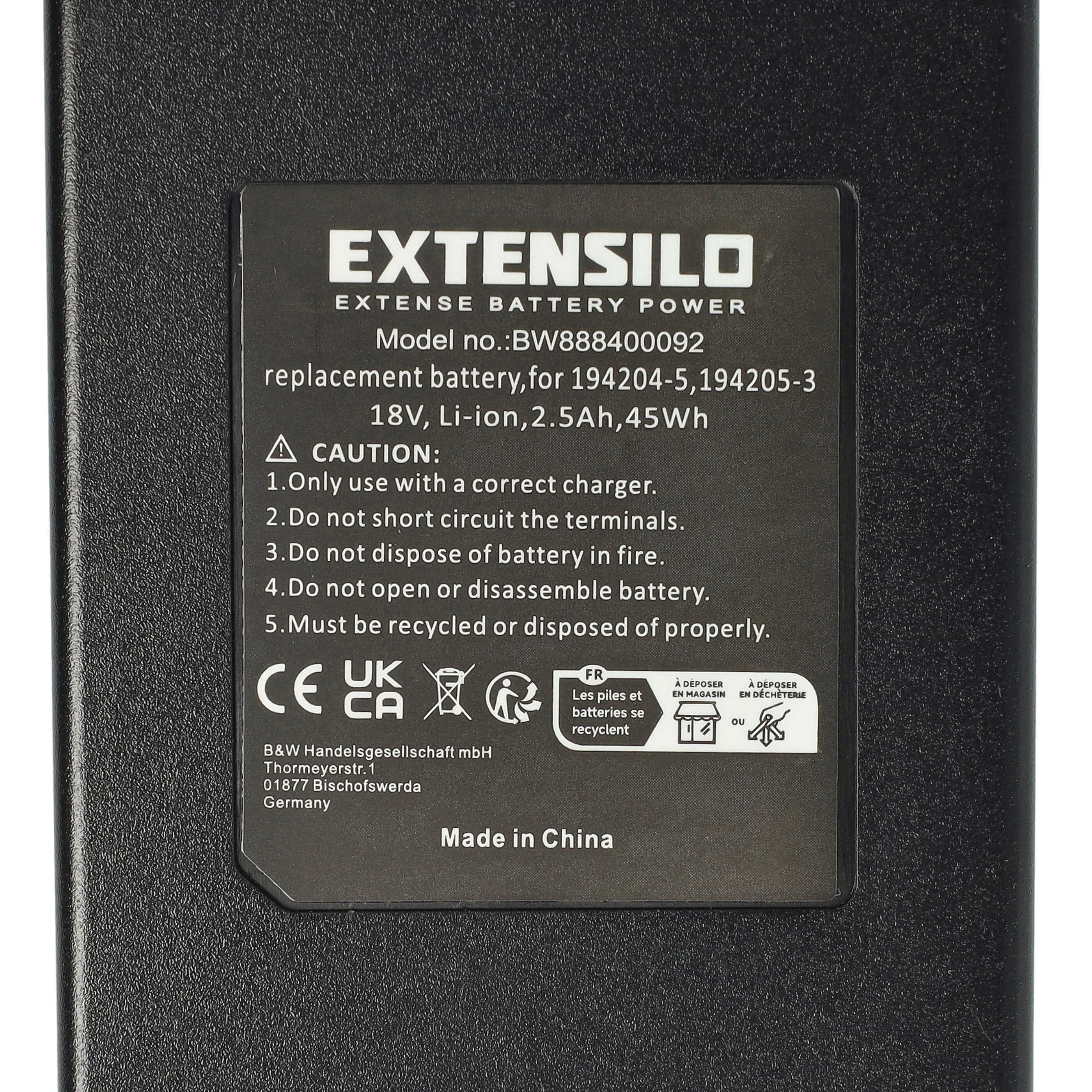 EXTENSILO Batterie compatible avec Makita DUH523Z, DUH551, DUH502Z, DUH523, DUH523RFE, DUH523RT outil électrique (2500 mAh, Li-ion, 18 V) - 4