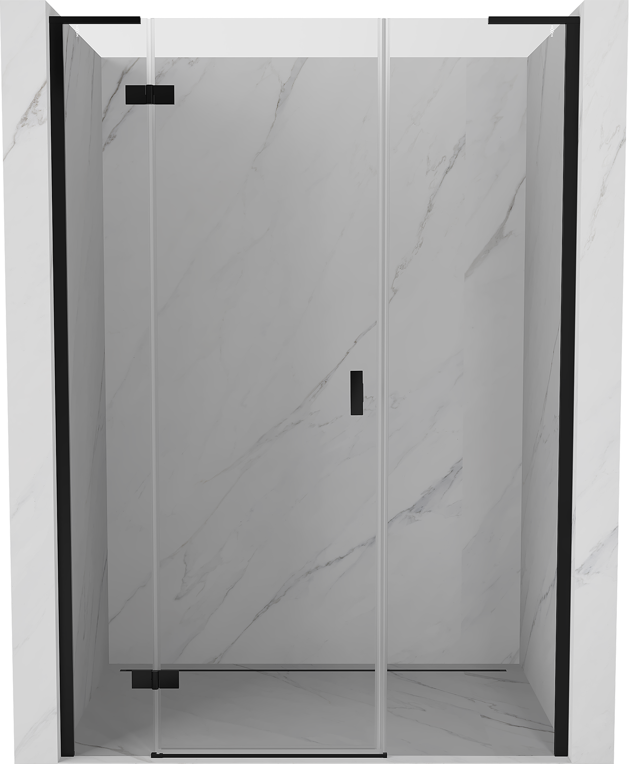 Mexen Mist-H L drzwi prysznicowe uchylne lewe 140 cm, transparent, czarne - 8A5L-140-001-70-00-L