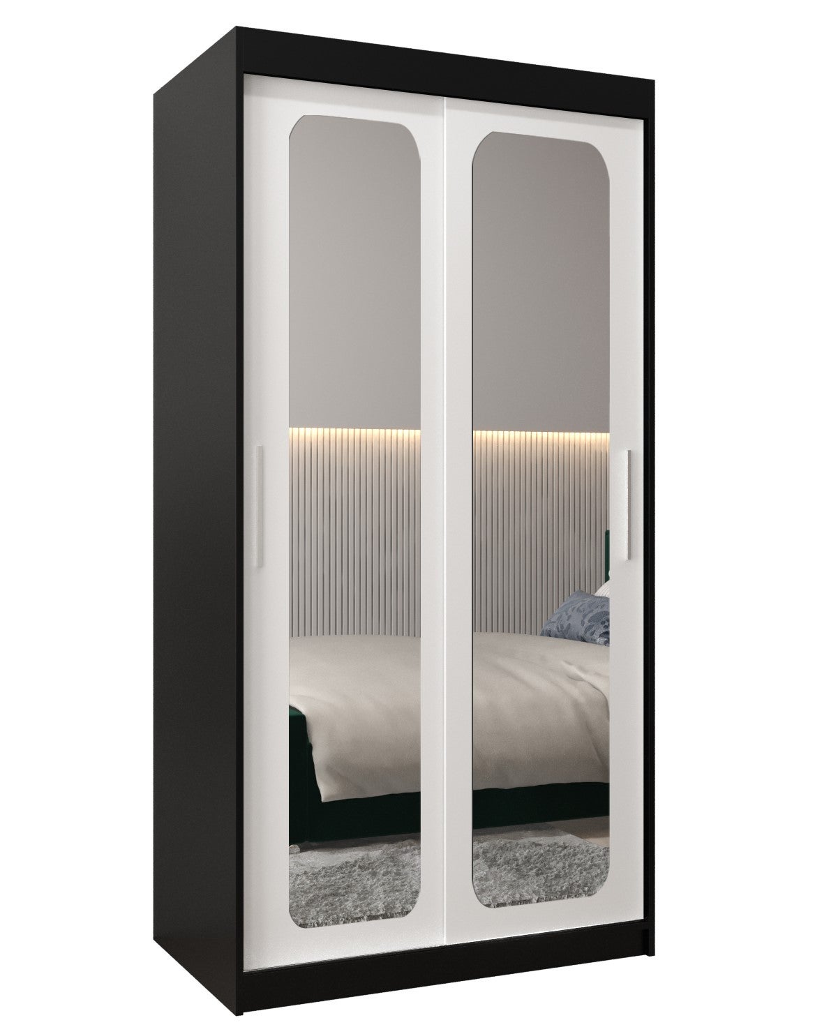 Szafa przesuwna garderoba PROMO T3 100 x 62 x 200 cm Czarny + Biały - Abiks Meble