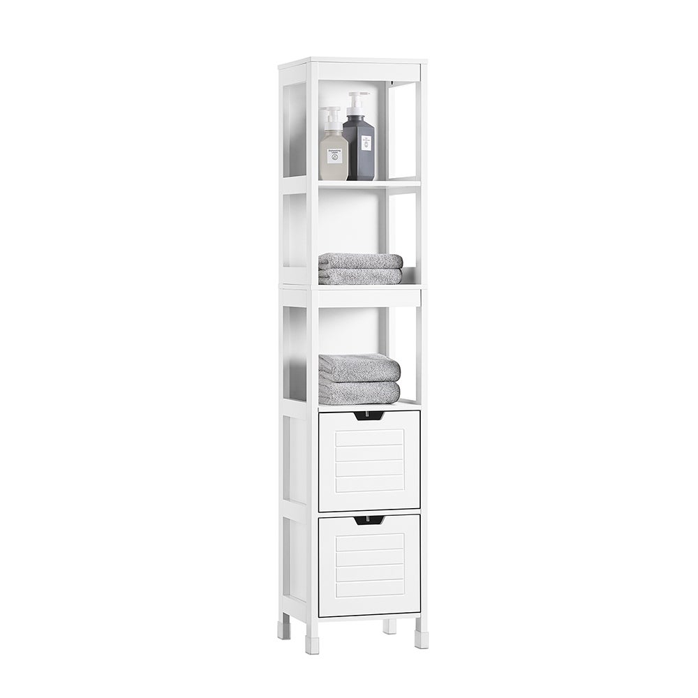 Meuble de salle de bain SoBuy Armoire pour Salle de Bain avec 2 Portes et 2 Paniers, Blanche, 170 cm