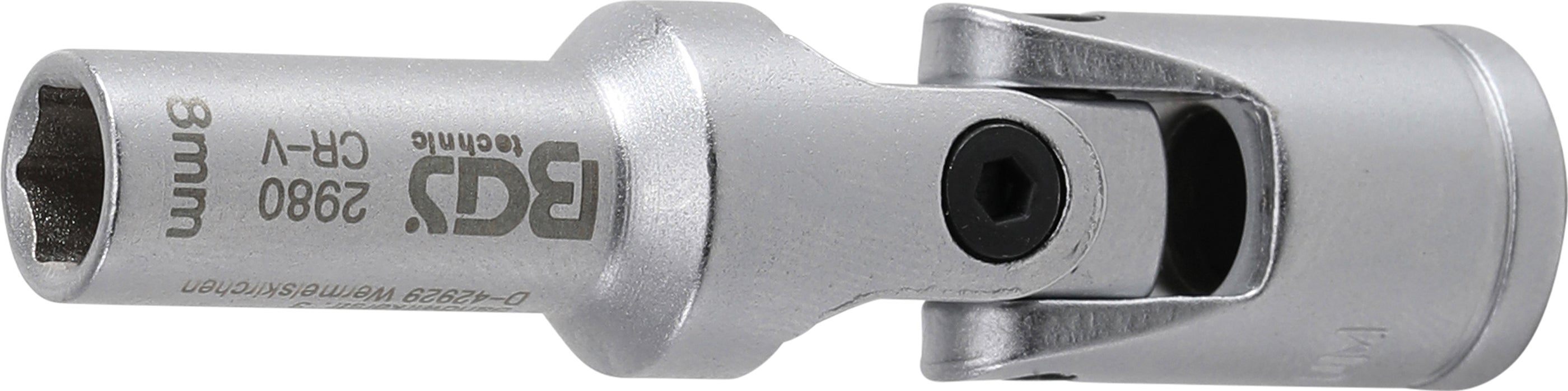 BGS Przegubowy klucz do świec żarowych, napęd sześciokątny, kwadrat wewnętrzny 10 mm (3/8"), SW 8 mm - 2980