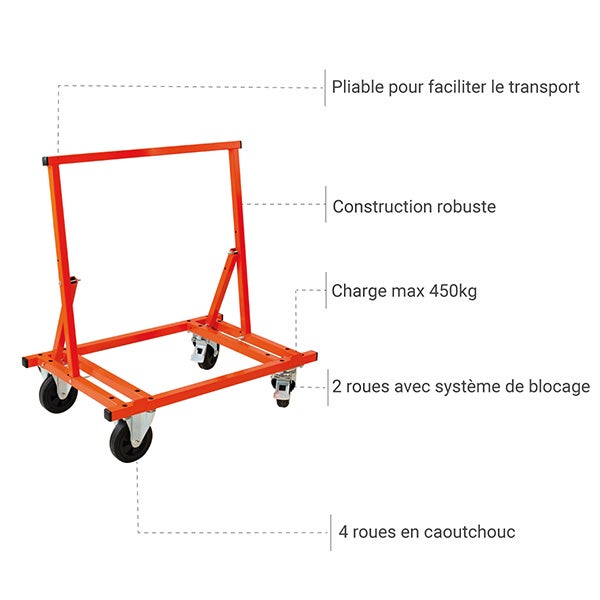 Chariot porte plaque - Charge max 450kg - 500570 - 3