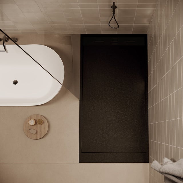 Receveur de douche 90 x 120 cm extra plat noir SALVI en SoliCast® surface ardoisée