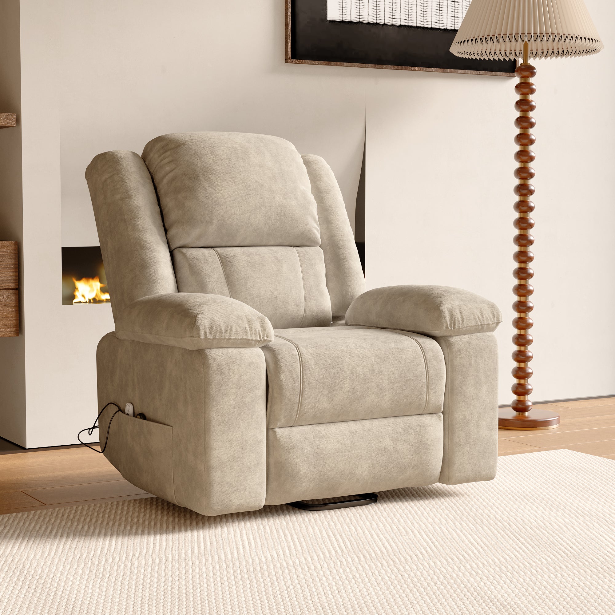 Fauteuil releveur électrique,fauteuil massant relaxation avec fonction massage et chaleur,aide à la verticalisation,chauffage,repose-pieds,port usb - 6