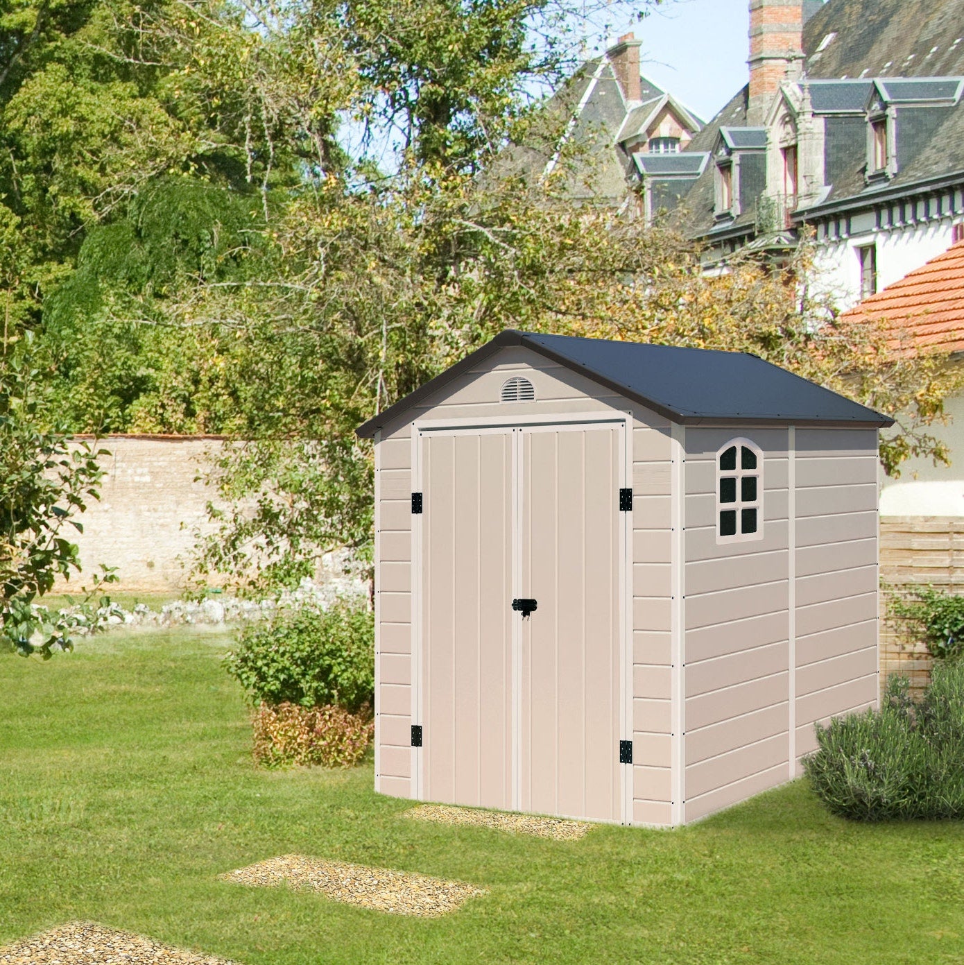 Abri de jardin résine beige Trigano 3,16 m² + kit d'ancrage - 5