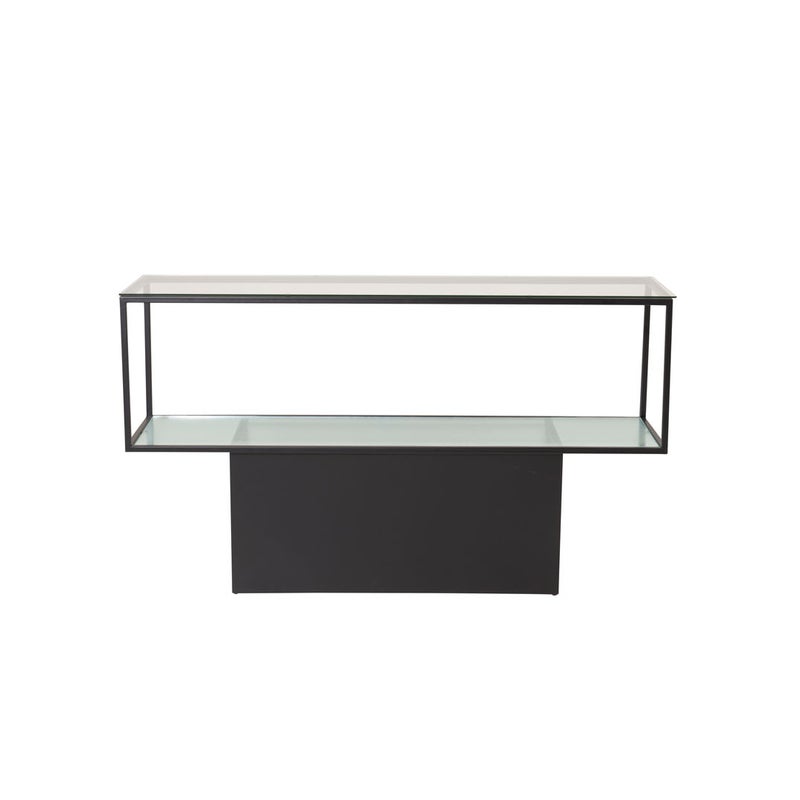 Maglehem regał z półka 35x130 cm szkło, czarny.