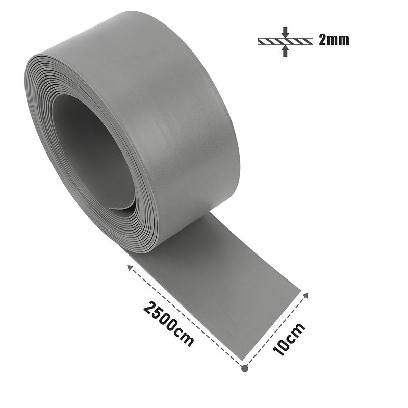 Bordure de jardin en PE Bordure de pavé Bordurette de jardin flexible DIY Bordure de pelouse 2mm gris 2500 x 10 x 0.2cm - 2