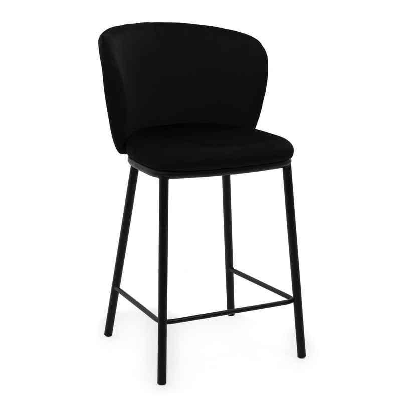 Hoker tapicerowany welurowy do salonu jadalni barowy BARI czarny