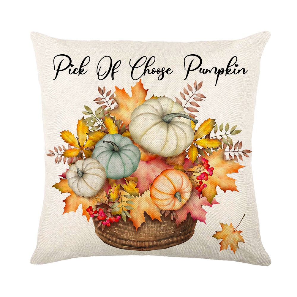 Lot de 4 housses de coussin décoratives citrouilles 45 x 45 cm, pour Thanksgiving, pour canapé, salon, chambre, jardin, décoration d'intérieur - 5