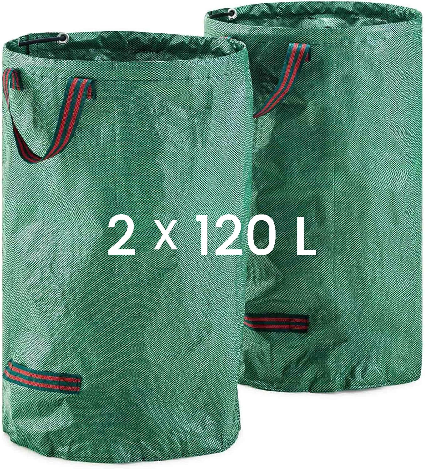 Wytrzymałe plastikowe worki na odpady ogrodowe (2 x 120 l) – wytrzymałe i wielokrotnego użytku worki na odpady z uchwytami