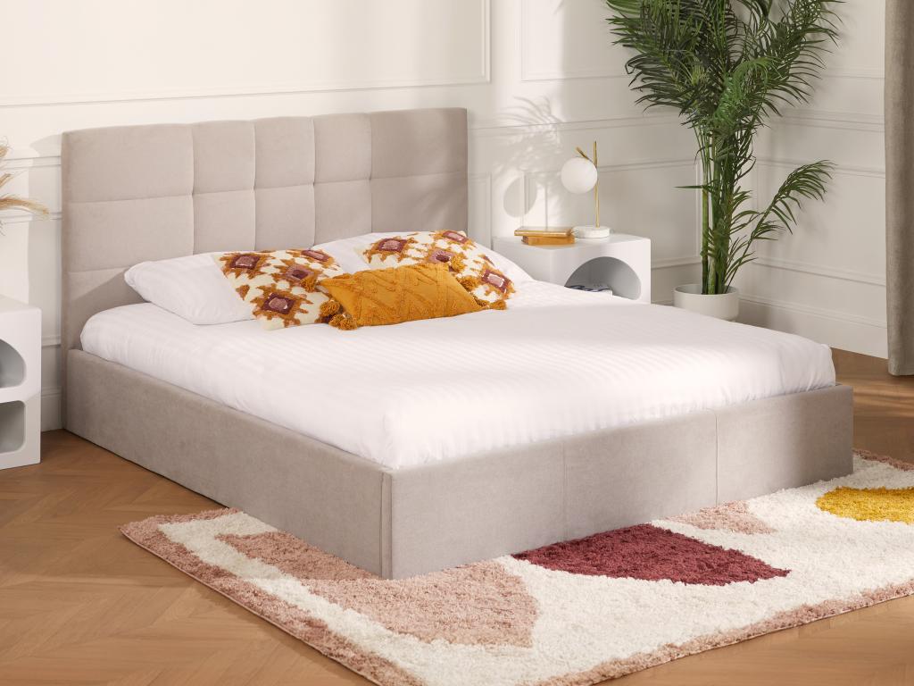 Lit coffre 160 x 200 cm - Tissu - Beige - ELIAVA de Pascal Morabito