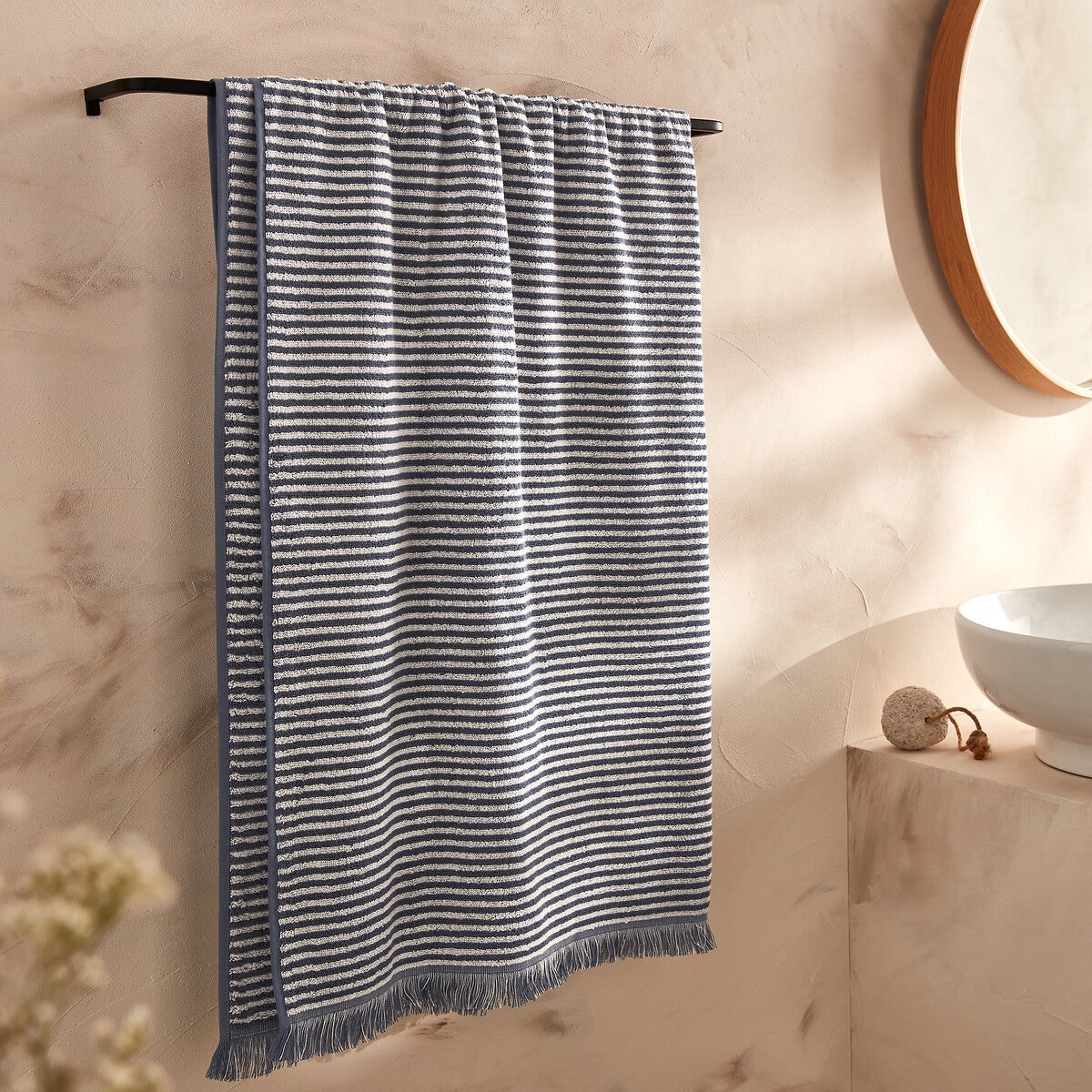 Enseigne Murale Décorative Lavage - Bain, Bleu - Photo Rayure - Art Contemporain