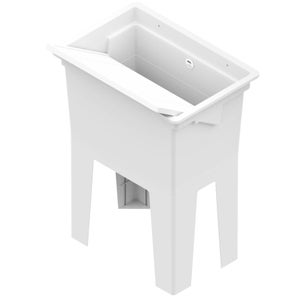 Bac à Laver Avec Meuble Blanc 60x60 Cm - En Mélamine Hydrofuge, Pour Buanderie, Garage Ou Extérieur