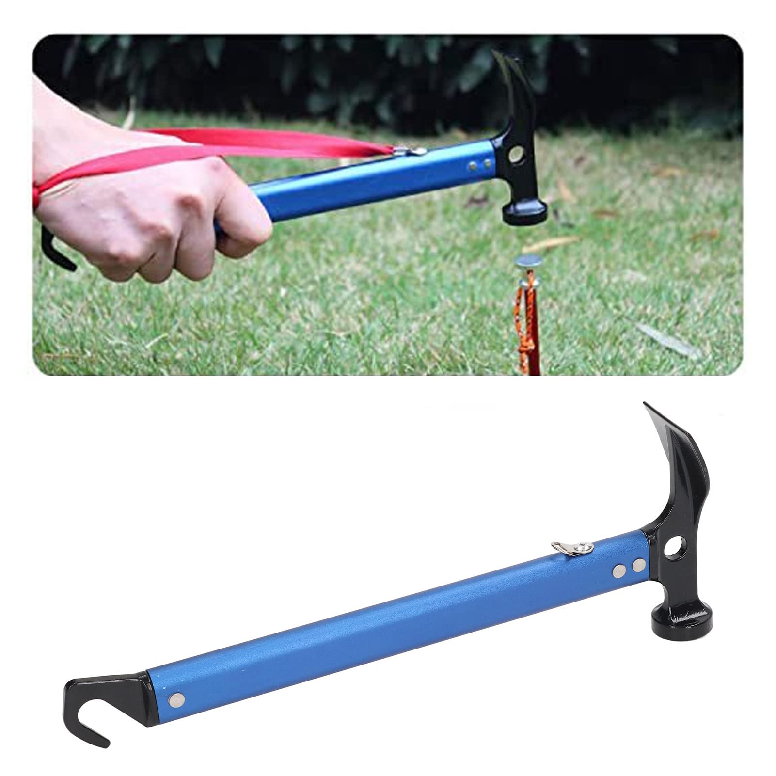 Martello Da Campeggio Multifunzione - Con Gancio, Alluminio, Per Picchetti Tenda (Blu) - Foto 12