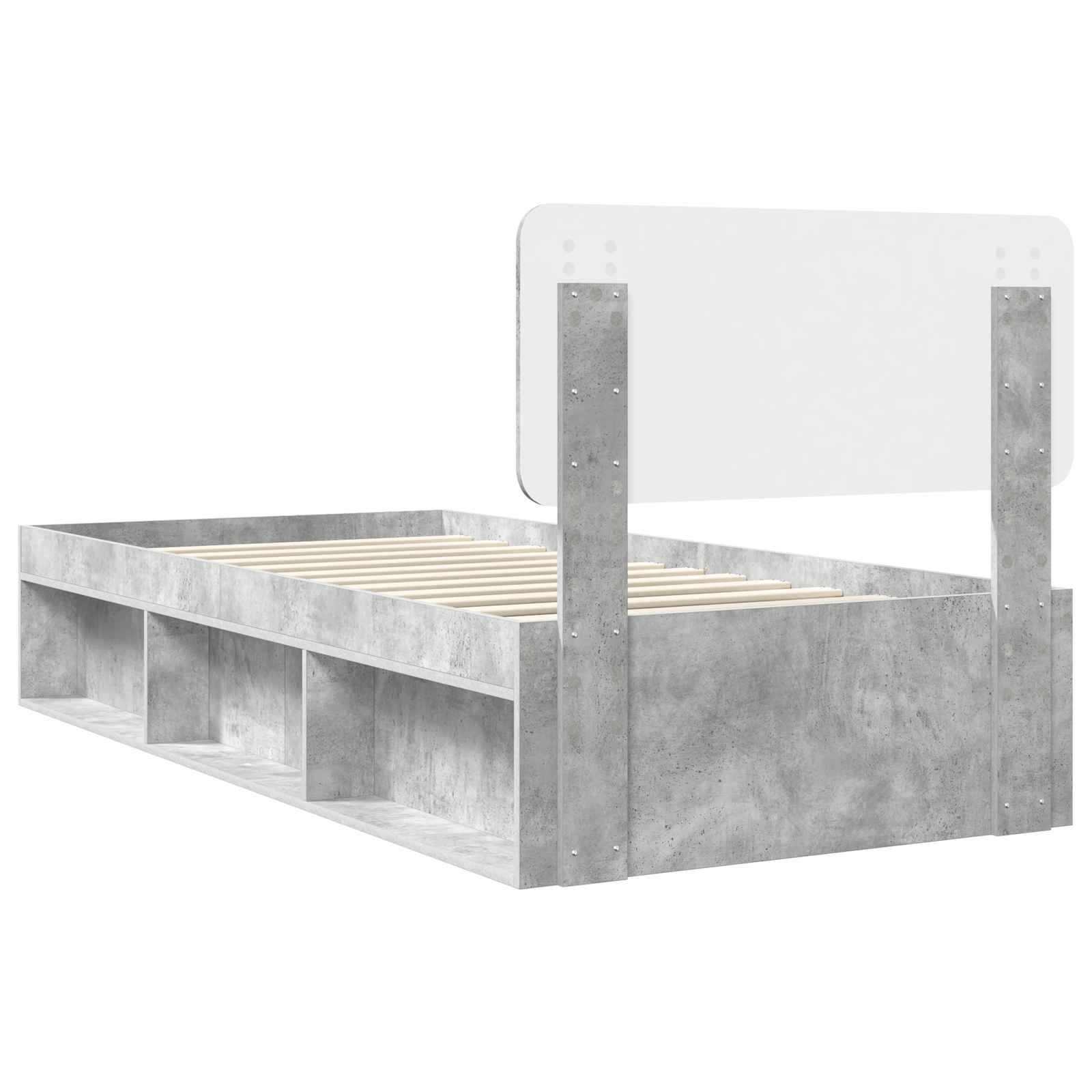 Cadre de lit avec tête de lit gris béton 75 x 190 cm pin massif - 9