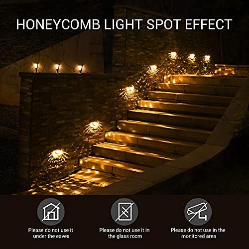 Zestaw 4 lamp solarnych LED do użytku na zewnątrz, wodoodporna lampa ścienna dekoracyjna IP65, ciepłe białe światło, lampa ścienna do - 3