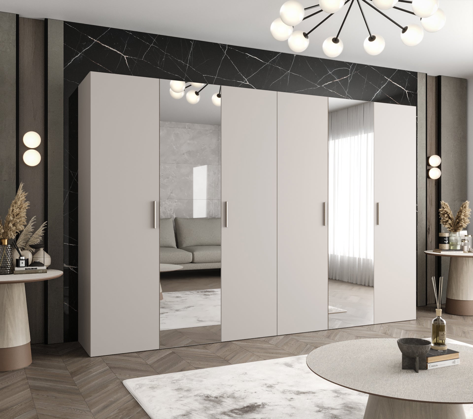 Szafa uchylna otwierana Bari 2 300 x 52 x 202 cm kaszmir + u. srebrny Abiks Meble - 2