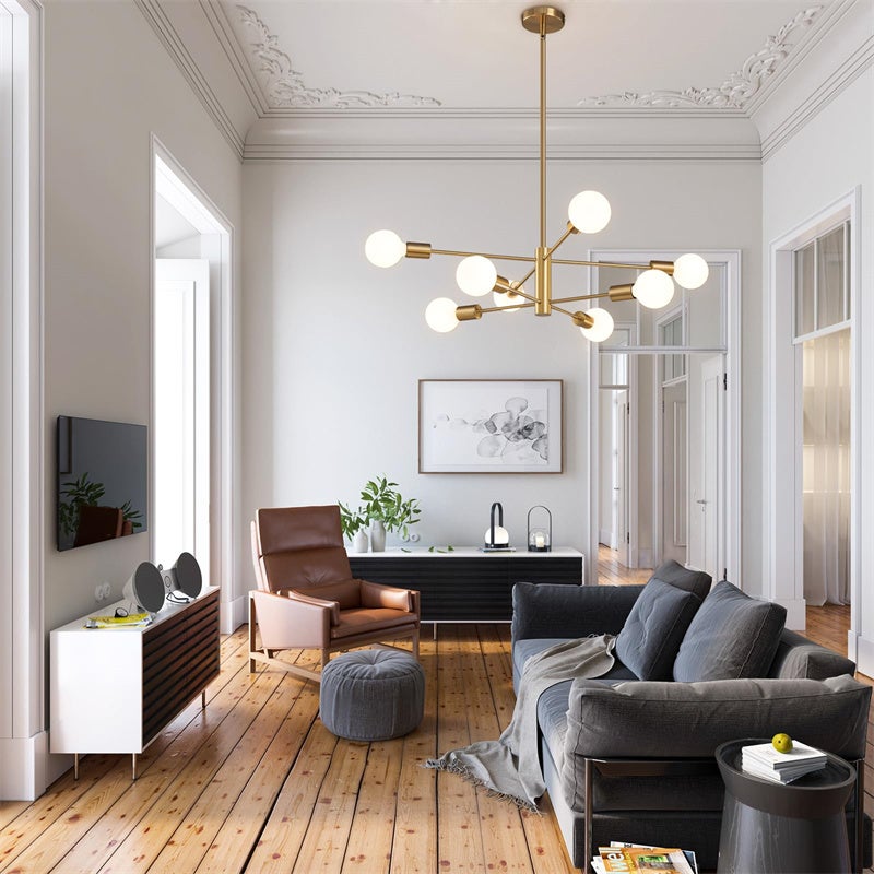 Lampadario moderno Sputnik, plafoniera, con attacco E27, lampadina non inclusa, lampada Sputnik per soggiorno - 5