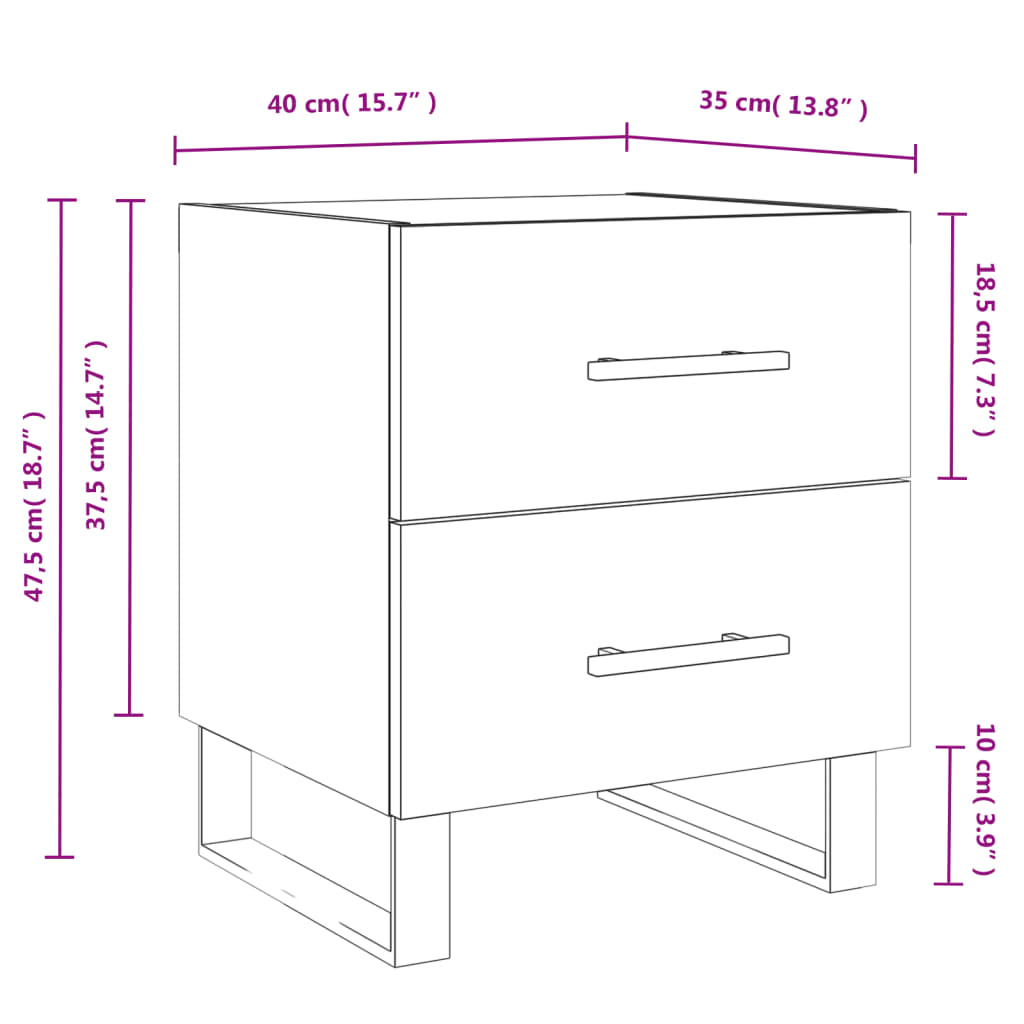 Table de chevet chêne fumé 40x35x47,5 cm bois d’ingénierie - 8