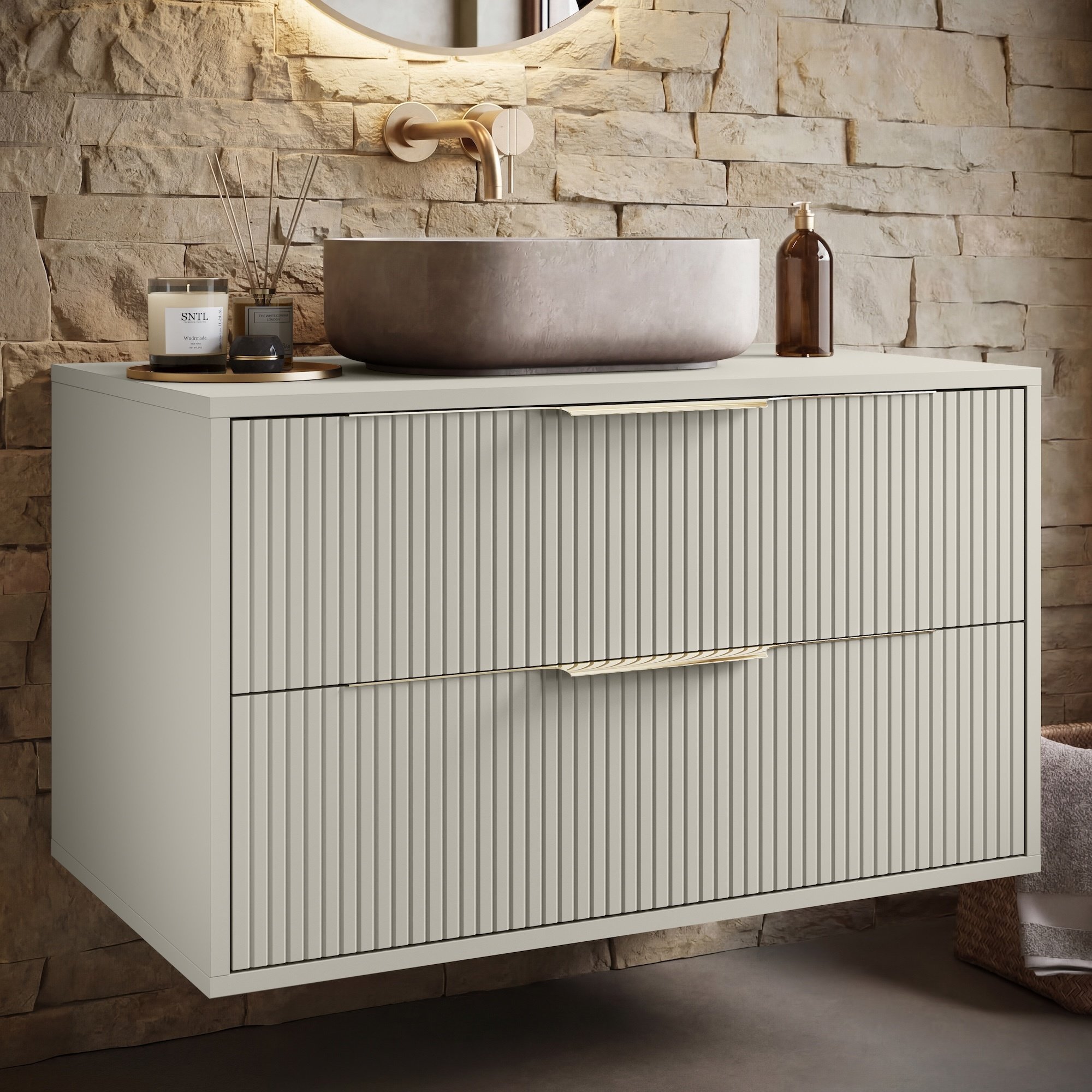 Meuble sous-vasque Rimini 80 cm - Cashmere - Meuble avec tiroirs - 2