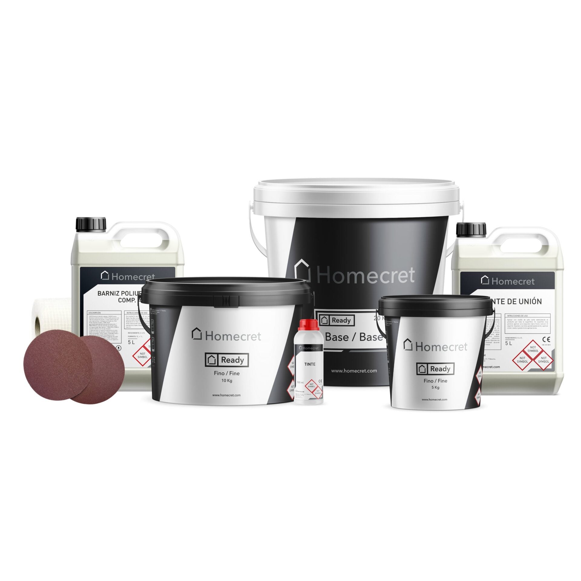 Homecret | kit completo de microcemento para suelos de baño | listo al uso | efecto cemento | 100 m² - color branco