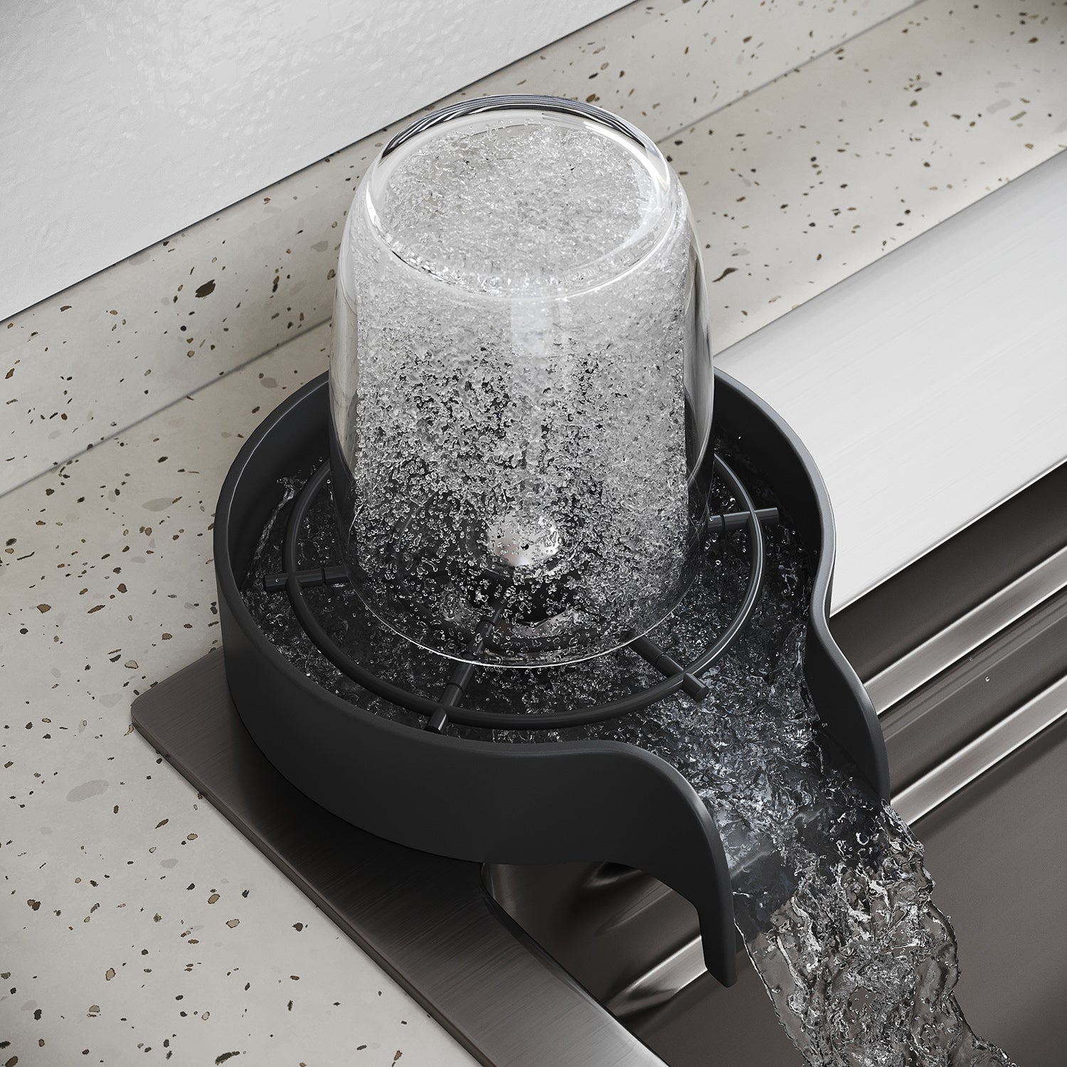 SIRHONA Évier Inox Encastré 1 Bac avec Escamotable + Cascade Robinet 75x45cm - 7