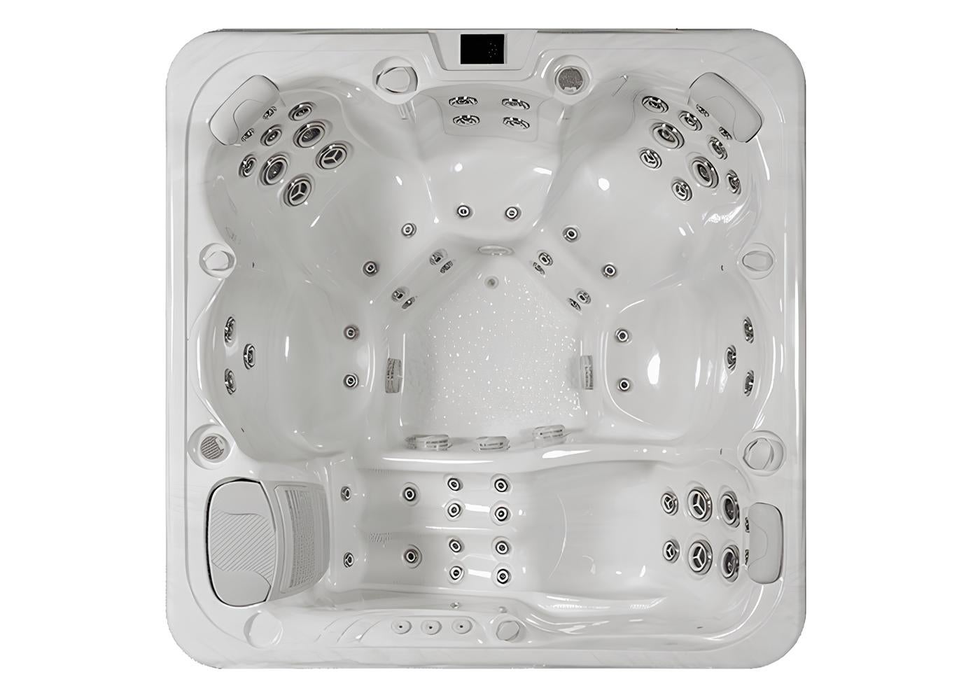 SPA AMÉRICAIN MUSTANG 6 places 67 jets avec système électronique BALBOA - Cuve blanc marbre + Couverture + Escalier - 2