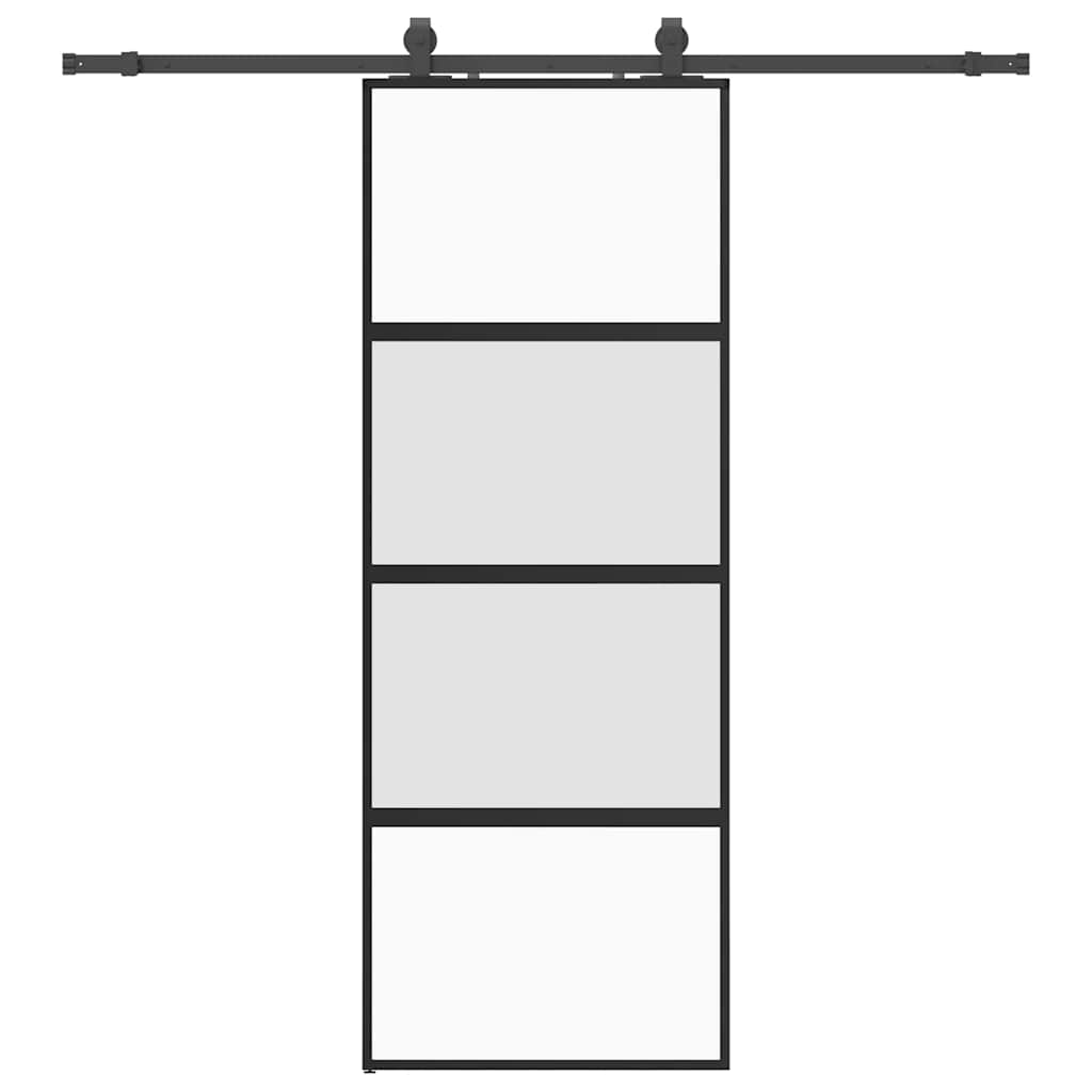 Drzwi przesuwne z zestawem okuć czarne 76x205cm szkło hartowane vidaXL - 2