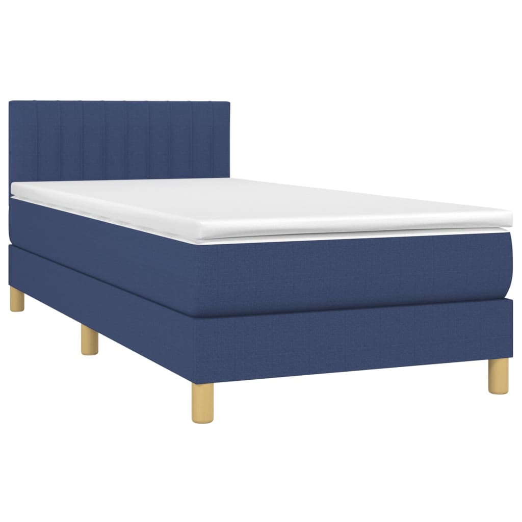 Sommier à lattes de lit avec matelas Bleu 100x200 cm Tissu — COMFORTXL - 3