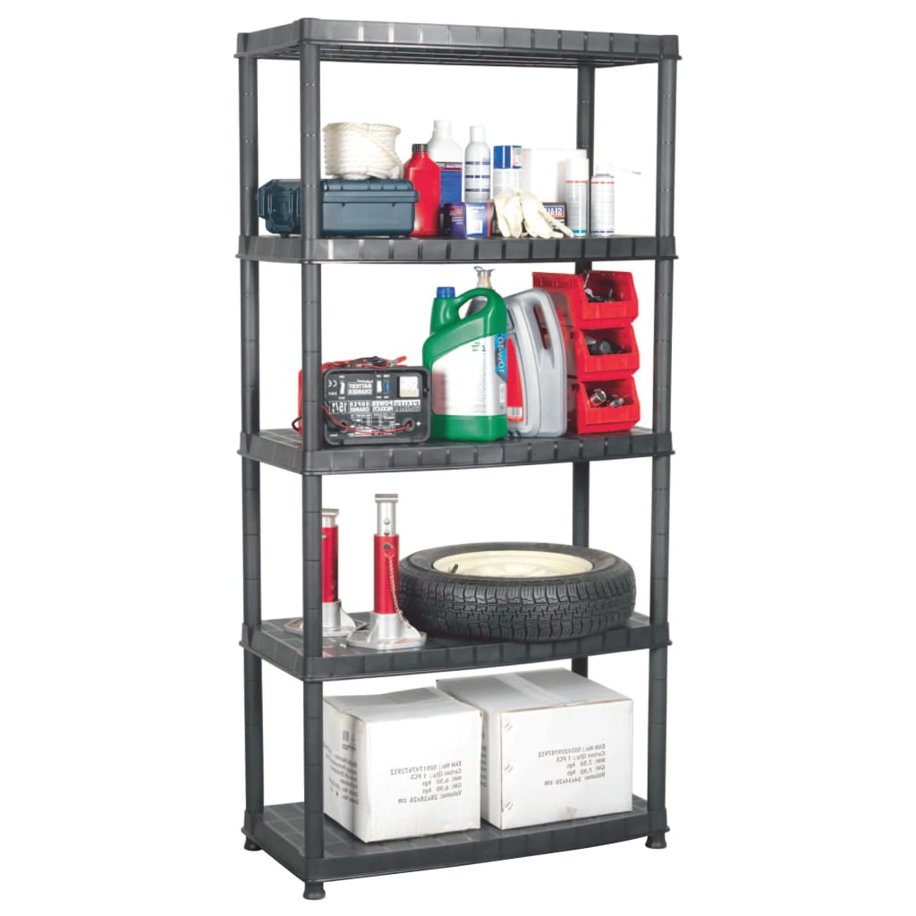 Prateleira de armazenamento de 5 níveis preta 91,5 x 45,7 x 185 cm de plástico – ComfortXL - 2