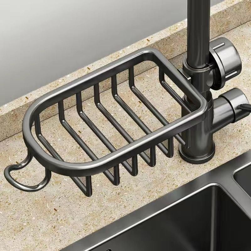 Teleskopowa mydelniczka prysznicowa aluminiowa szara 18 x 10,5 x 4,5 cm 1 sztuka uchwyt na gąbkę kuchenną bez wiercenia kosz spustowy