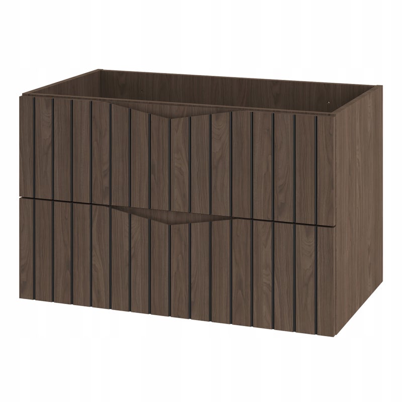 Szafka łazienkowa STELLA 80 cm orzech mat czarne ryfle frezowane fronty