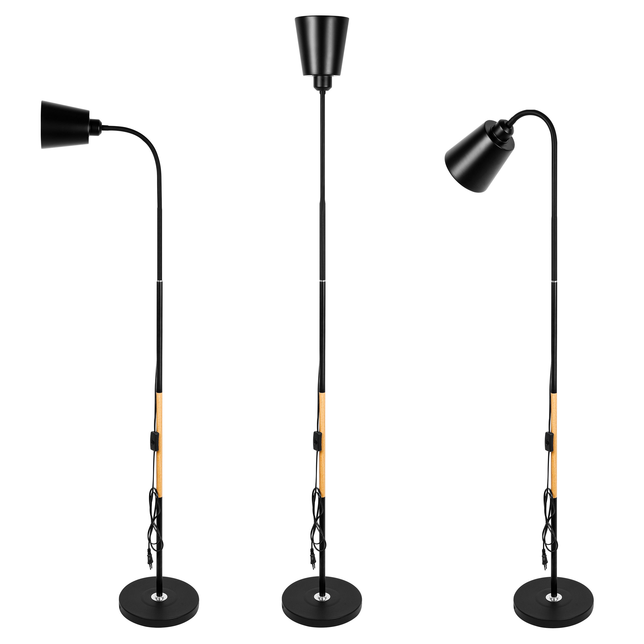 Lampa podłogowa stojąca E27 LED Koko 145cm IP20 czarna stal drewno MasterLED - 4