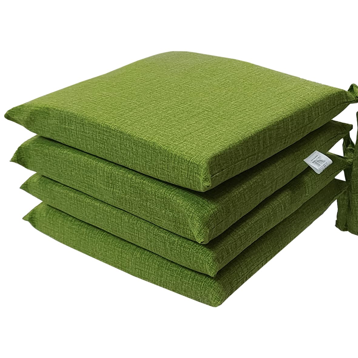 Lote de 4 cojines de silla desenfundables sorrento doble cara con lazos 40x40x5 cm (verde)