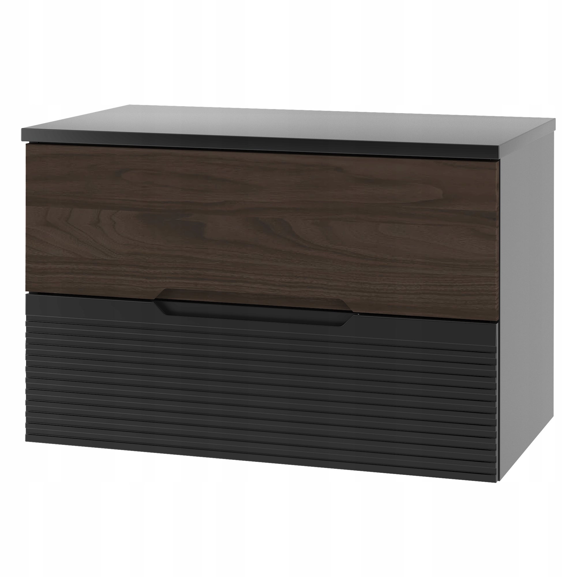 Szafka łazienkowa AVELLA 80 cm czarny orzech z blatem frezowana wisząca