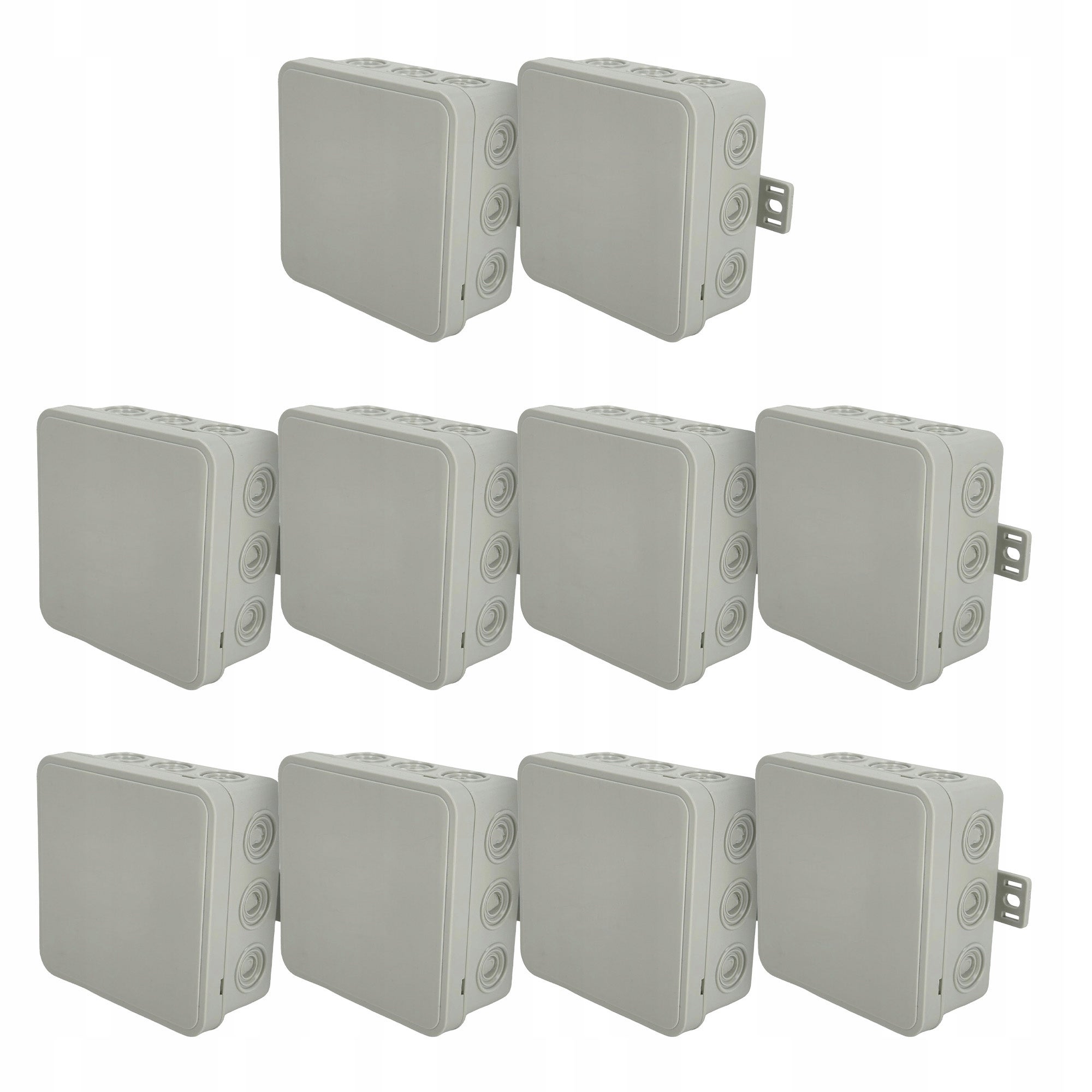 Puszka natynkowa hermetyczna elastyczna 100x100x41mm 12-wlotowa, zamknięcie "na klik" IP54 szara EDO 10 szt