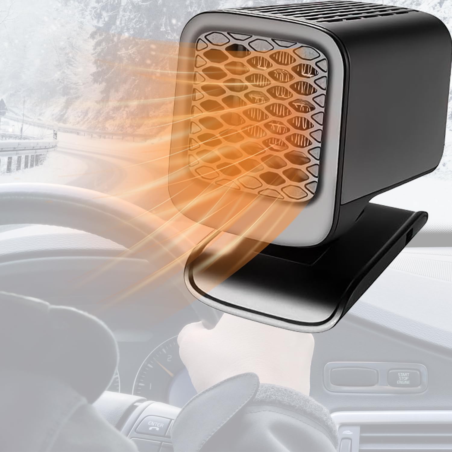 Ogrzewacz samochodowy, ogrzewacz 2 w 1 12 V, przenośny ogrzewacz samochodowy 150 W, odszranianie i usuwanie zaparowania