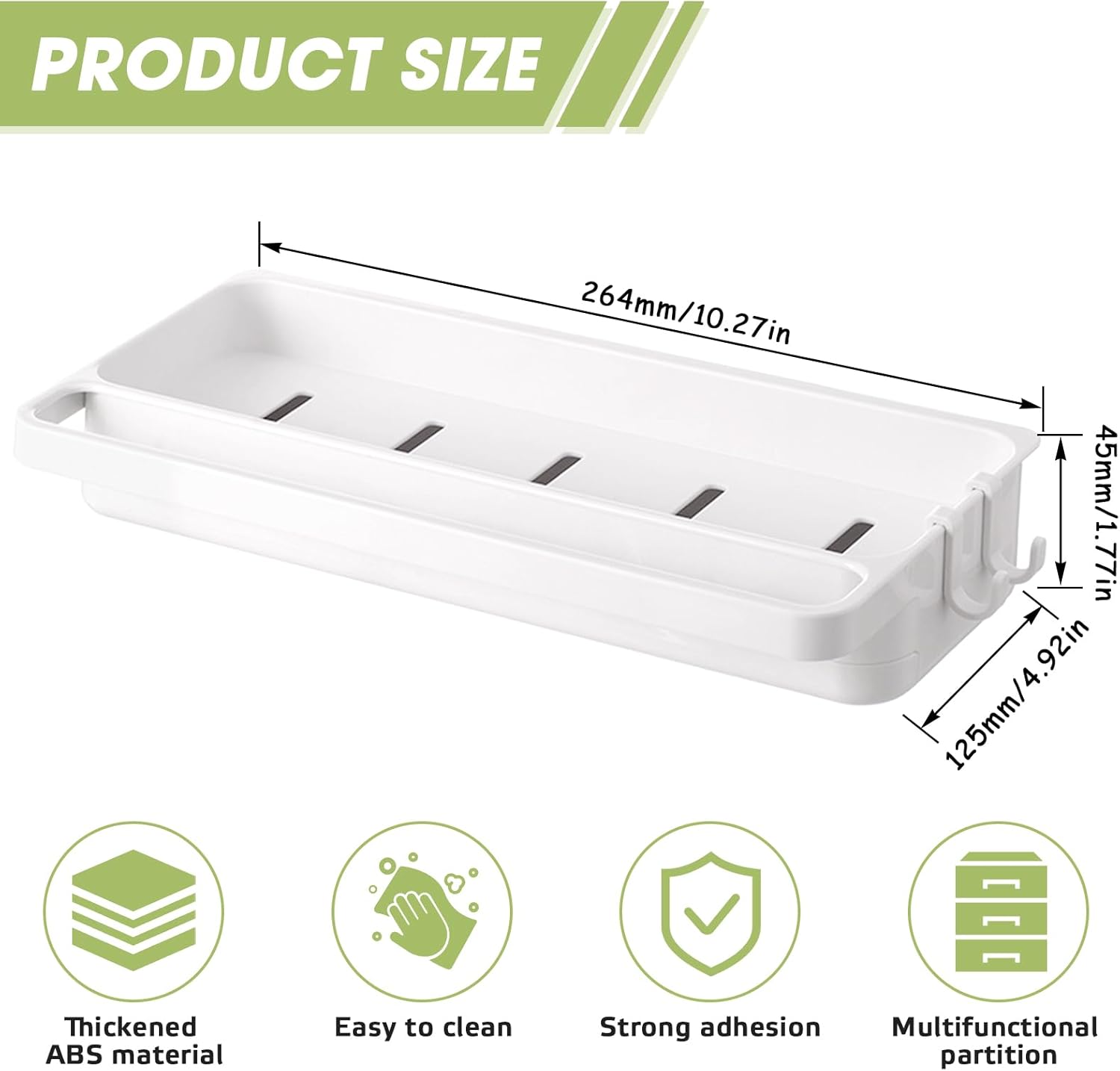 Cesto Doccia Adesivo In Metallo, Senza Foratura, Nero, 27,3x12,2x11,8 Cm, 2 Ganci Inclusi, Per Bagno E Cucina