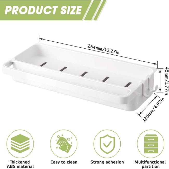 Cesto Doccia Adesivo In Metallo, Senza Foratura, Nero, 27,3x12,2x11,8 Cm, 2 Ganci Inclusi, Per Bagno E Cucina