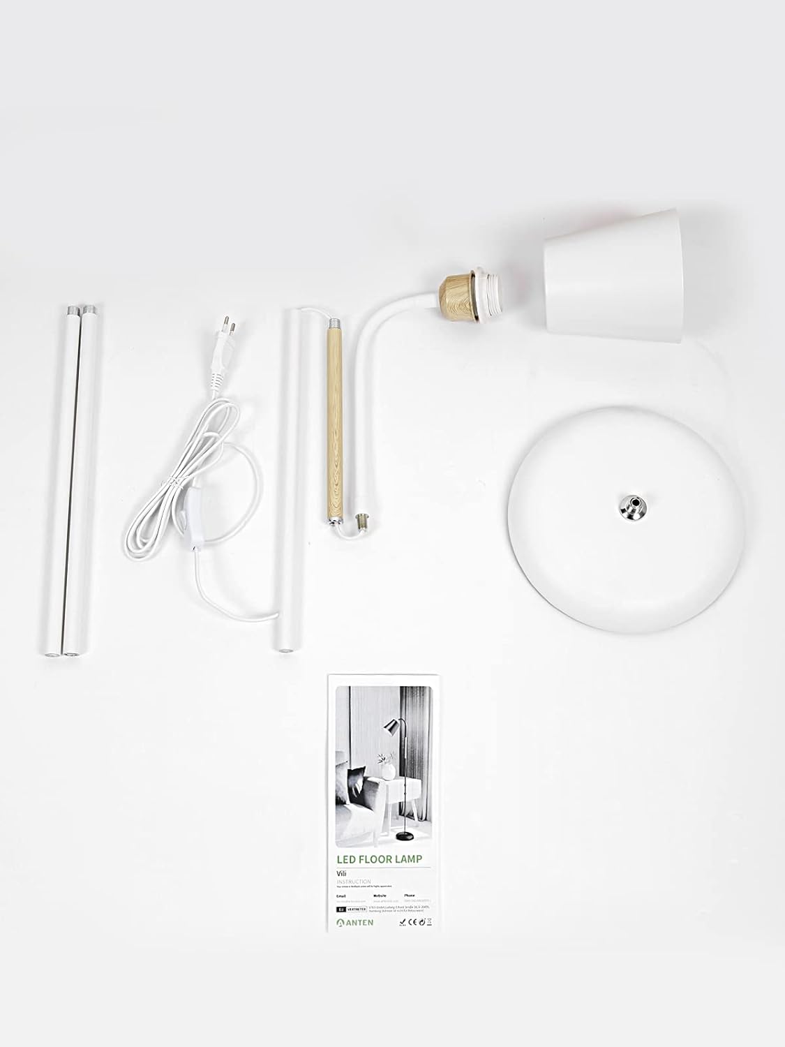 Lampadaire LED Anten, blanc Abat-jour trapézoïdal Classique moderne Orientable sur 360°, hauteur 159 cm (ampoule non incluse) - 7