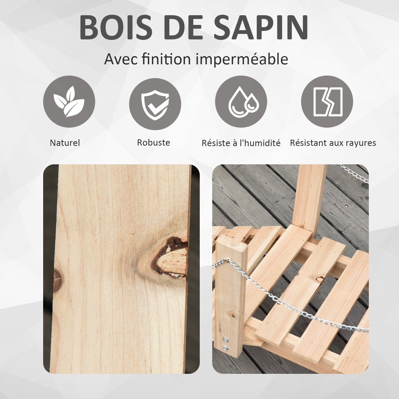 Pont décoratif en bois de sapin pour jardin - 4