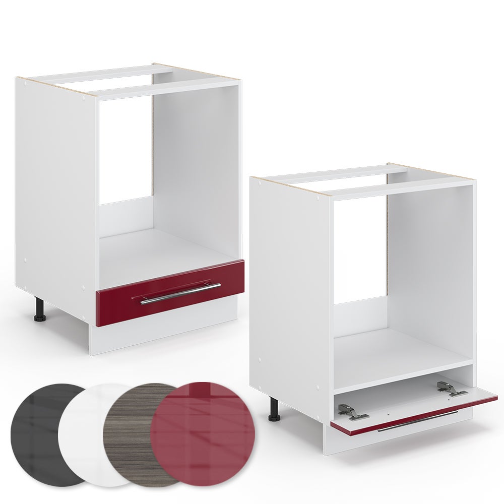 Vicco Meuble pour four Fame-Line, Rouge bordeaux Haute brillance, 60cm sans PT - 9