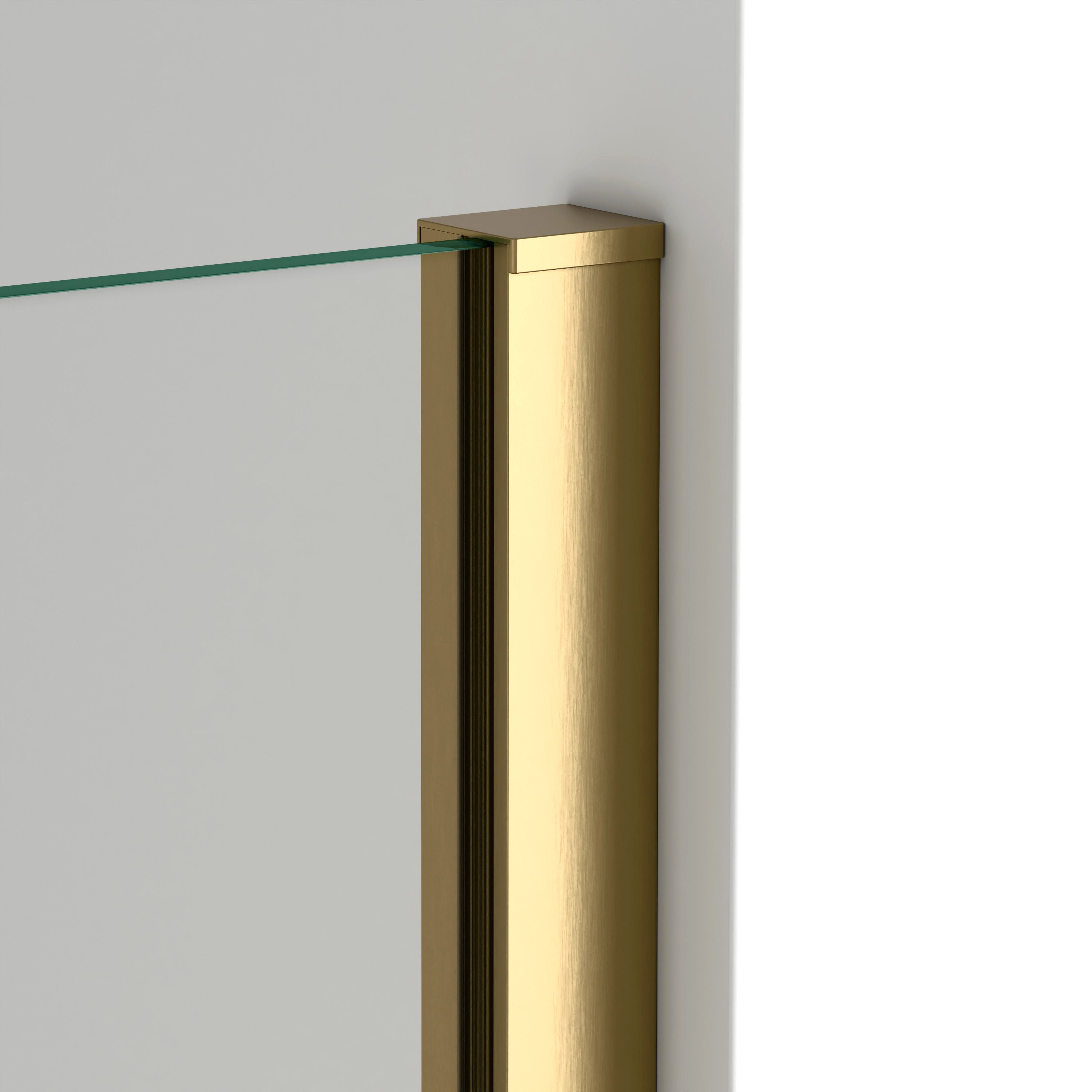 BELLOBATH - Mampara de ducha frontal panel fijo - Transparente - Perfilería Dorada - Ancho Adaptable 88-90 - Alto 195 - 3