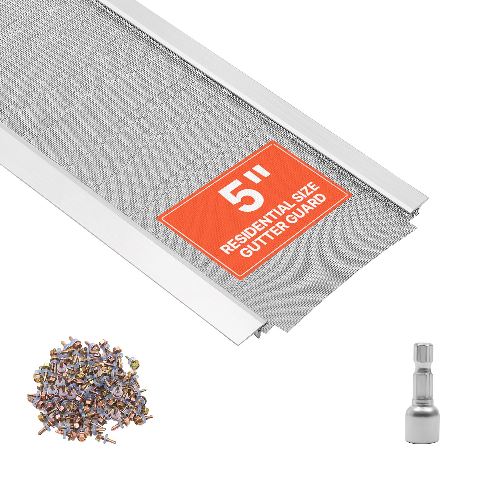 Grilă de Protecție Jgheab VEVOR Aliaj Aluminiu și Microplasă Inox 127 mm, Lungime Totală 14,63 m, Protecție Frunze, Construcție Durabilă