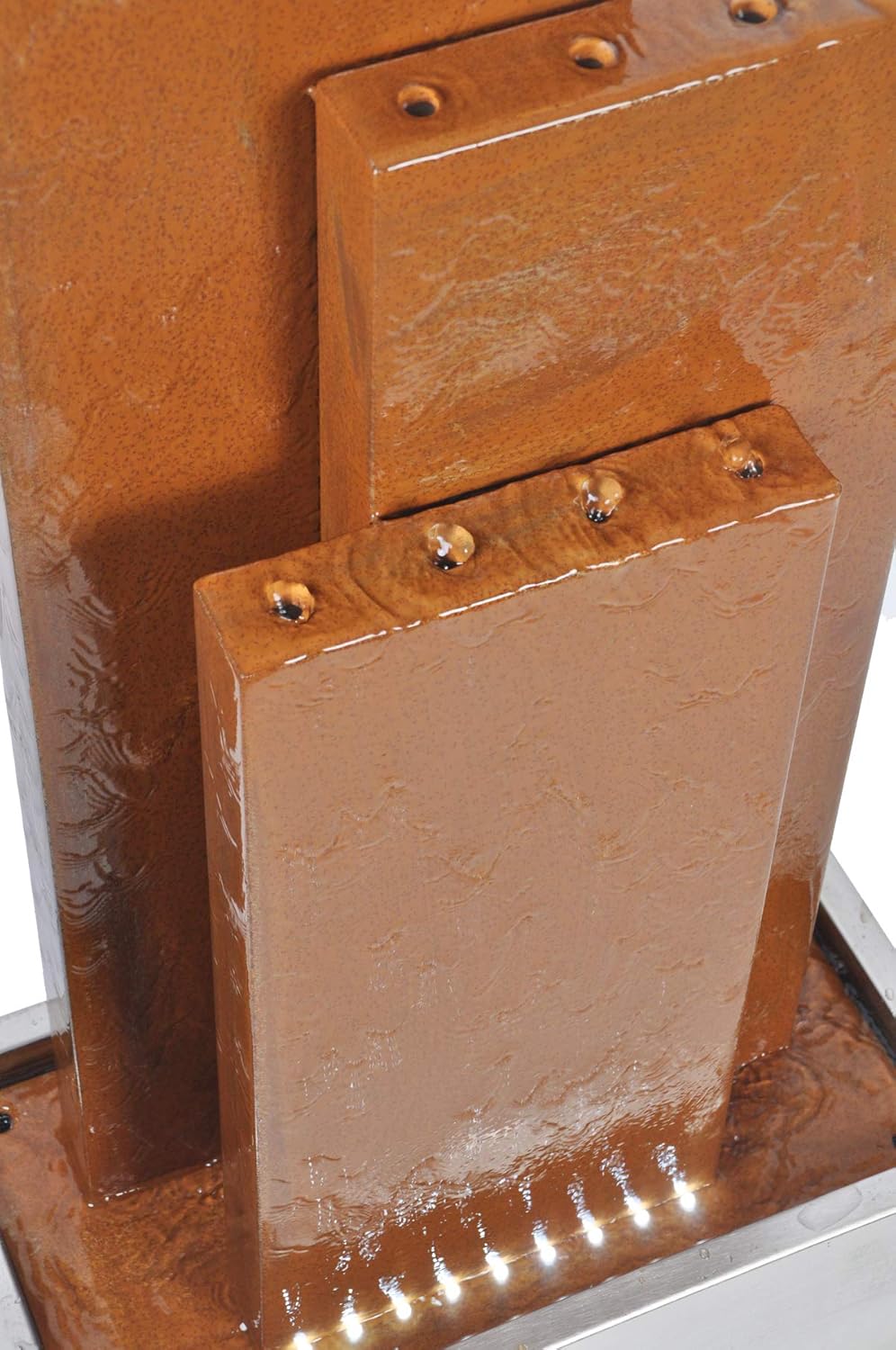 Köhko® Fontaine Chile hauteur 104 cm avec LED et 3 murs d'eau en acier corten et acier inoxydable Fontaine de jardin Fontaine d'intérieur 32002 - 4