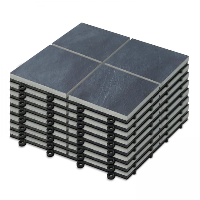 Lot de 8 dalles clipsables en pierre noire