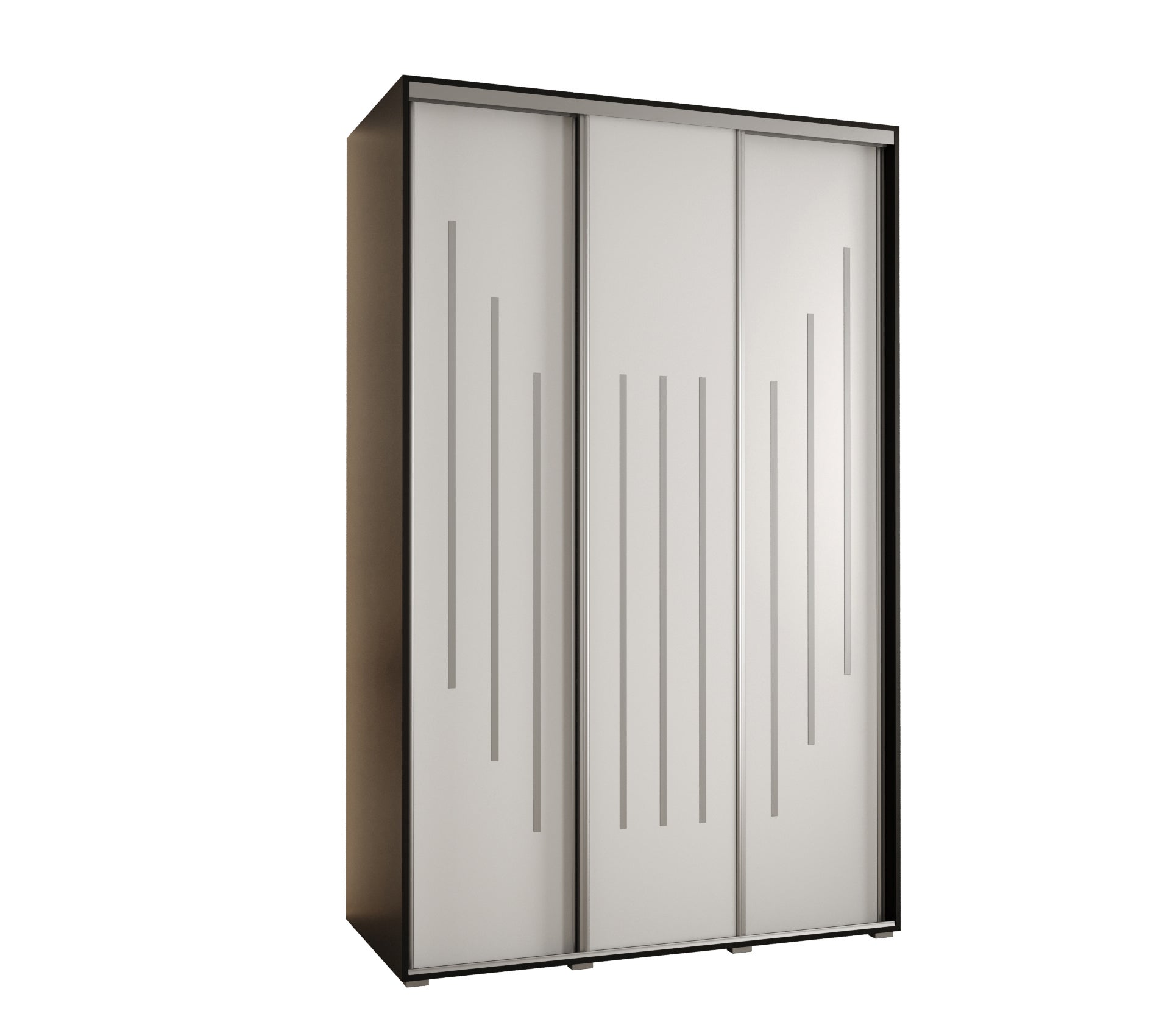 Szafa przesuwna wysoka Davos 8 150 x 60 x 235,2 cm czarny + biały + u. srebrny - Abiks Meble